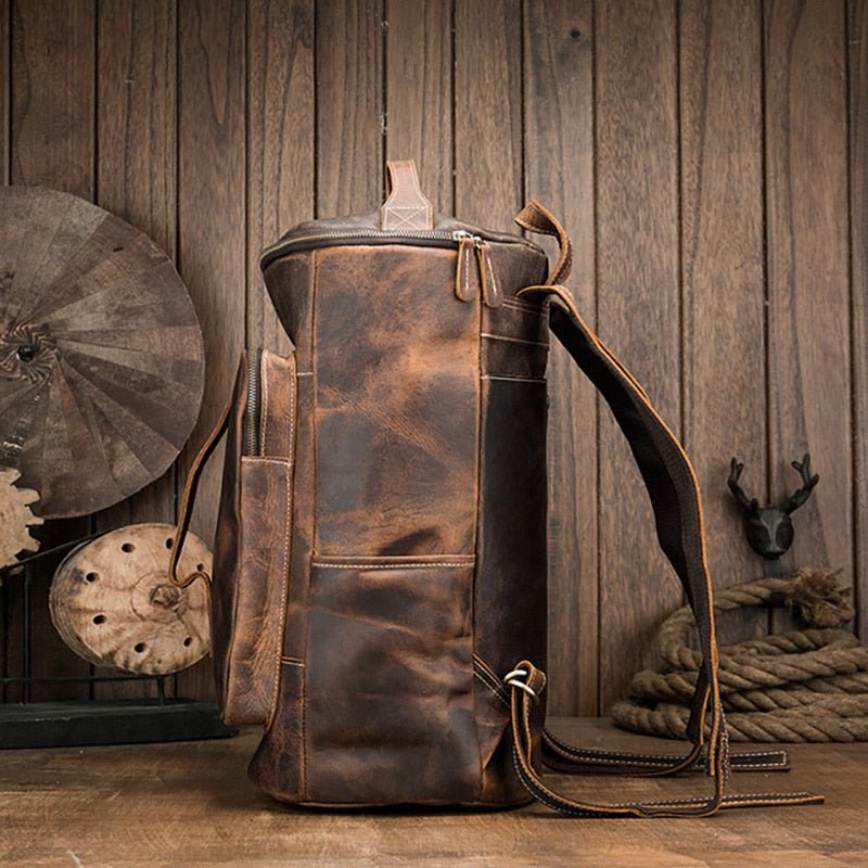 Leather backpack clearance mens style